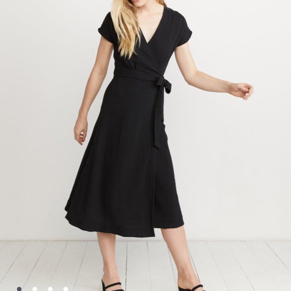 Marine Layer Maddie Wrap Dress Black XS